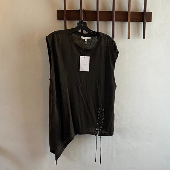 IRO Karami Linen Asymmetrical Lace-up T-shirt - Picture 1 of 7